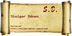 Steiger Dénes névjegykártya